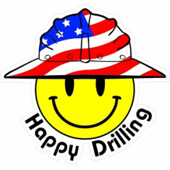 3 - Happy Drilling Smiley USA Hardhat Oilfield Helmet Toolbox Sticker H818