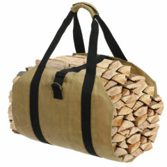 Portable Canvas Firewood Log Carrier Bag Waxed Canvas Log Tote Bags Camping