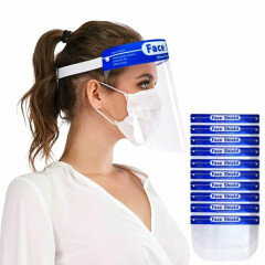 Safety Face Shield 10 Pack Clear Washable Face Mask Anti Fog with Elastic Band 
