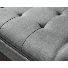 Milan Fabric Upholstered Bench Bed End Window Seat Bedroom Living Room Dark Grey