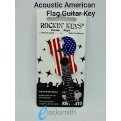 Acoustic US Flag Guitar Shaped Key Blank - Musical Collectable - Rockin Keys