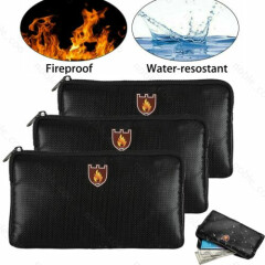 Fireproof Document Bag Waterproof Money Safe Pouch - Protect Cash Passports File