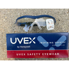 SX0100 Honeywell UVEX Versapro Safety Glasses BLK/Blue Frame CLR antifog lens