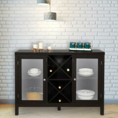 Sideboard Entrance Cabinet Table with Shelves Double Door X-shaped Wine Rack US