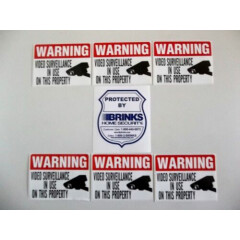 HOME STORE BRINKS ADT SECURITY ALARM WARNING+SECURITY CAMERA STICKERS SIGN LOT