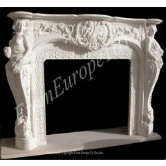 GREAT HAND CARVED MARBLE FIGURAL FIREPLACE MANTEL LST19
