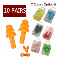 10 Pairs Soft Silicone Ear Plugs 33DB Anti Noise Hearing Protection Resuable