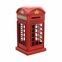 London Red Telephone Box Money Change Coin Jar Bank Tin Plate Souvenir Gift