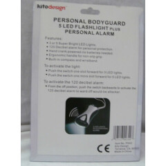 Brand New Personal Bodyguard 5 LED Flashlight Plus Alarm by Kito Design PS43