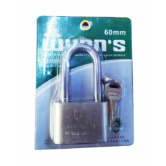 Wynn's Padlock Round Lock High Security Long Lock Shackle 60mm 4 Keys