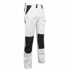 WHITE PAINTERS WORK TROUSERS MENS LIGHTWEIGHT DURABLE INDUSTRIAL 30"-43"