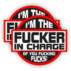 F**ker In Charge Hard Hat Stickers | Motorcycle Welding Helmet Funny Decals USA