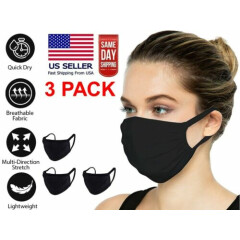(PACK of 1 or 3) Face Mask Adult Unisex Cotton Double Layer Reusable Washable