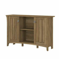 Rustic Brown Wooden Buffet Console Storage Cabinet China Server 2 Doors Curio