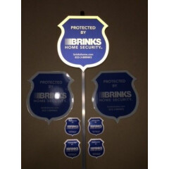 BRINKS REFLECTIVE Staked Security Signs + 4 Double Sided Decals **BRAND NEW**