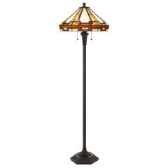 Floor Lamp with Tiffany Style Shade and Metal Base, Multicolor