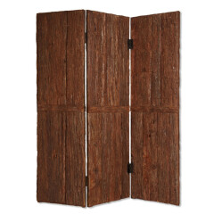 Wooden Foldable 3 Panel Room Divider with Plank Style, Small, Brown