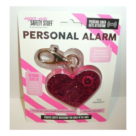 Super-Cute Personal Alarm by Blingsting Pink Heart Keychain Clip Valentine's Day image {3}