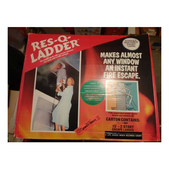 RES-Q-LADDER STEEL FIRE ESCAPE LADDER 15 FOOT 2 STORY TANGLE FREE NEW IN BOX image {1}