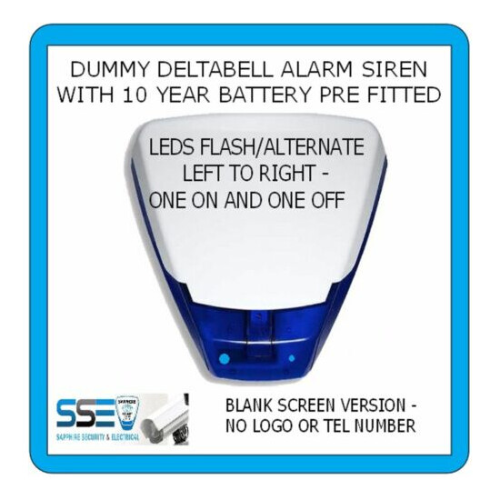 Dummy Alarm-Siren Deltabell -Twin Flash Blue LEDs 10yr Batt Fitted - BLANK COVER image {1}