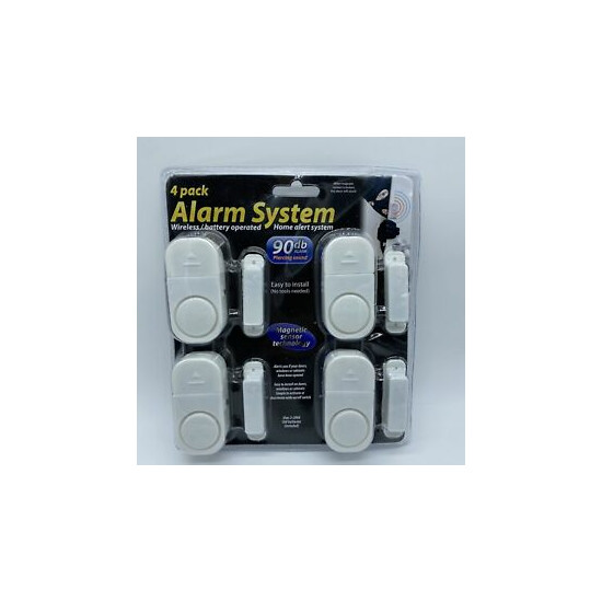 4 Pack Alarm System Wireless/ Battery Operated Home Alert System, 90 db alarm image {1}