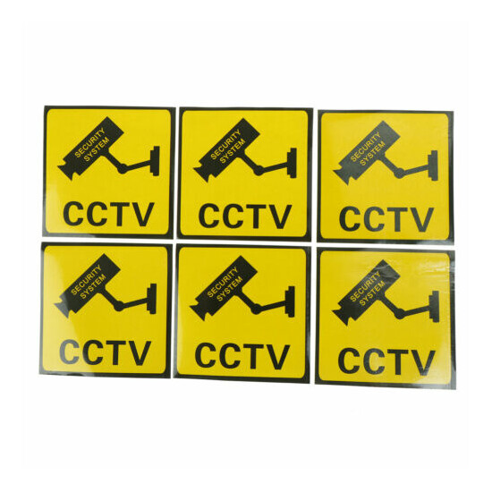 6Pcs Home CCTV Surveillance Security Camera Video Sticker Warning Decal SignP'ca image {2}