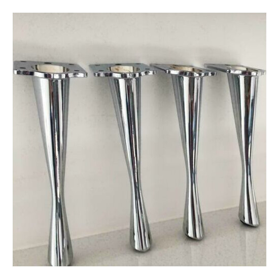 Chrome French Tapered Furniture Replacement Legs Sofa Chair Feet x 4 image {1}