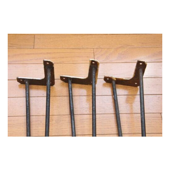 3 Mid Century Modern Wrought Iron Hairpin Table Legs Angle Mount Bracket 15 3/4 image {4}