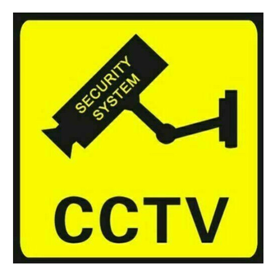 3Pcs Home CCTV Surveillance Yellow Security Camera Sticker Warning Decal Signs image {4}