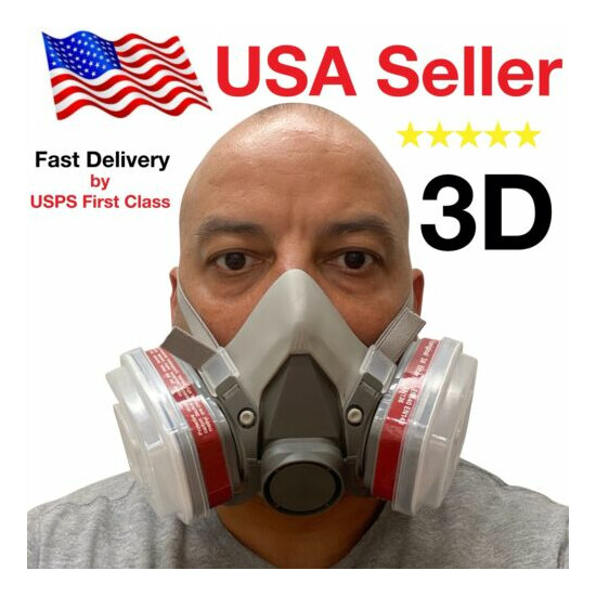 3D Half Face Respirator, LARGE, BRAND NEW, AUGUST 2020 STOCK, respirator paint image {1}