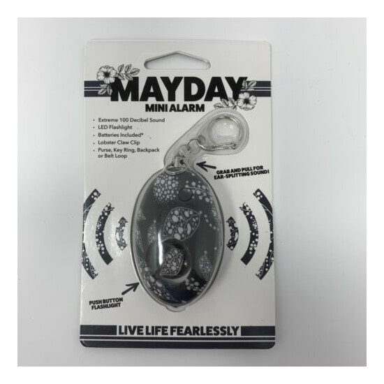 Mayday Mini Floral Gray Self Defense Keychain Personal Alarm Emergency Keyring image {1}