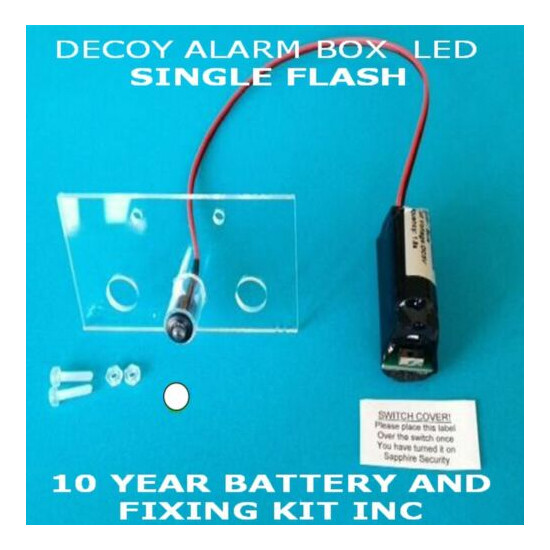 Single Flashing Decoy Alarm LED White & Bracket 10 Yr Battery - Fit and Flash! image {1}