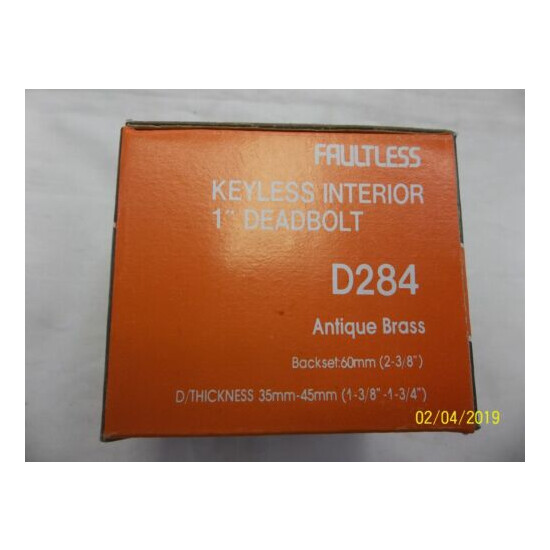 New in boxes Lot of 24 Faultless keyless deadbolt lock Model D284 ANTIQUE BRASS image {2}