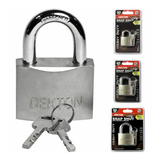 Dekton Satin Nickel Security Padlock Steel Shackle 3 Keys 30, 40 Or 50mm Lock image {1}