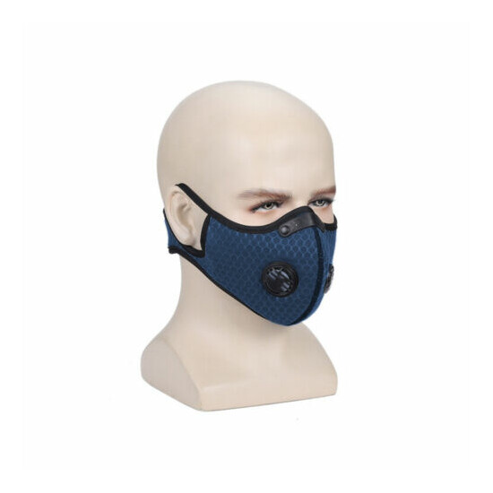 Nylon Mesh Face Mask w/ Replaceable PM2.5 HEPA Carbon Filter (Dark Blue) image {2}