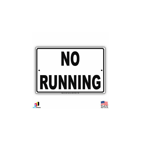 No Running - Pool Area Aluminum Metal 8x12 Warning Sign image {1}