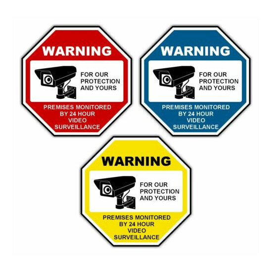 WARNING - PREMISES MONITORED - 24hr VIDEO SURVEILLANCE Sticker Set - Choose Size image {1}