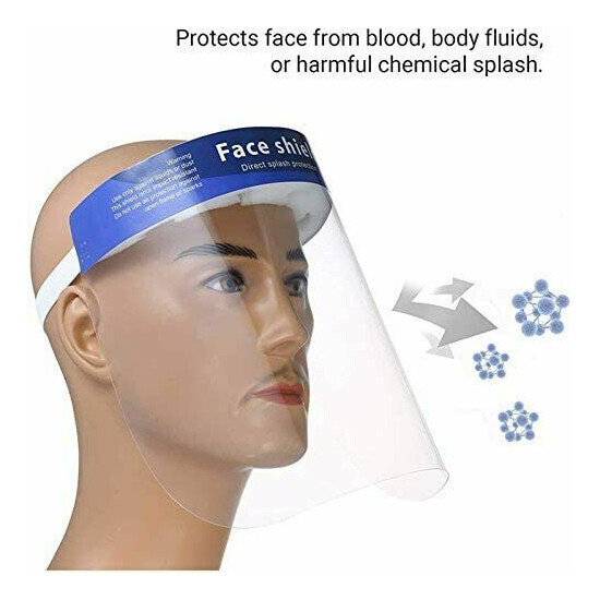 Safety Full Face Shield Clear Guard Protector Mask Anti-Fog + Elastic Head Band image {3}