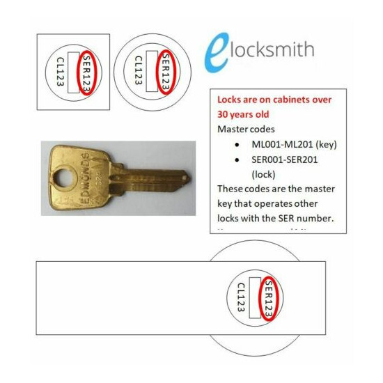 Suits LOCKWOOD CL001-CL1000 or 1-960 Cabinet Lock Key to Code Number  image {3}