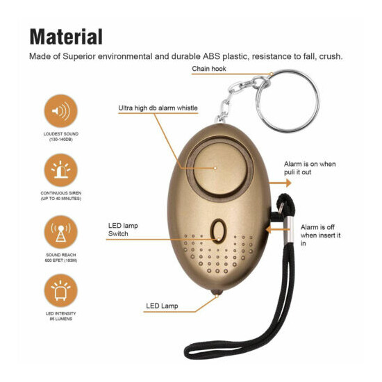 3/5 Pcs Safe Sound Personal Alarm Keychain With LED Light 130DB Emergency Women image {4}