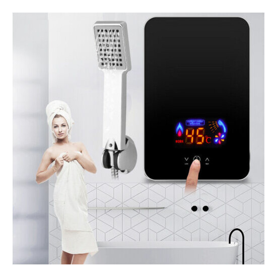 220V 6500W 8L Tankless Instant Electric Home Hot Water Heater Bathroom Shower US image {1}