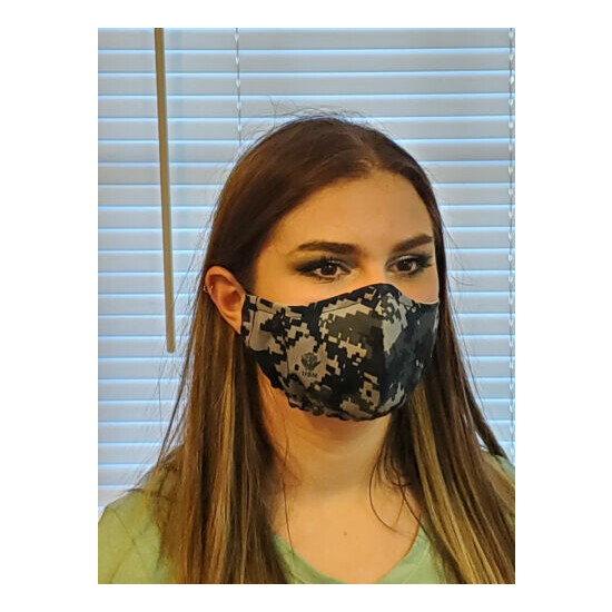  Face Mask USN digitial Camo Double Layer reusable washable Unisex USA Made image {1}