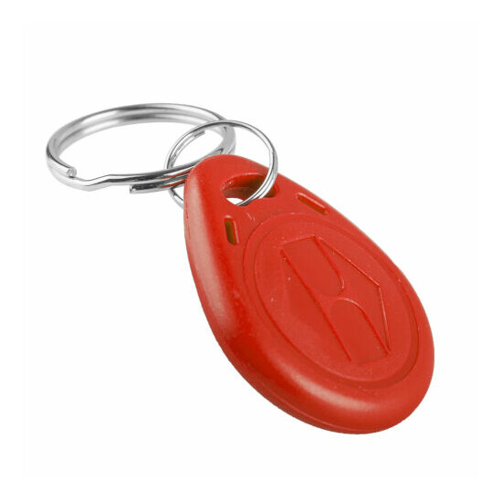 100 x Door Access RFID Key FOB Keychain Ring 125KHz Red Security Token Unique ID image {3}