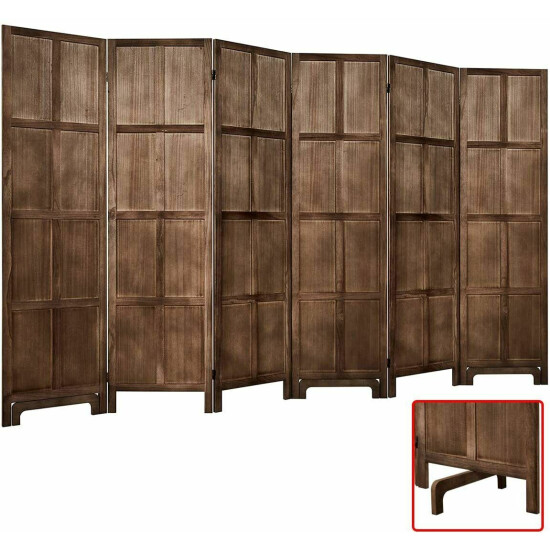 Room Divider with Stand Wood Temporary Wall Folding Privacy Screens Brown/White image {1}