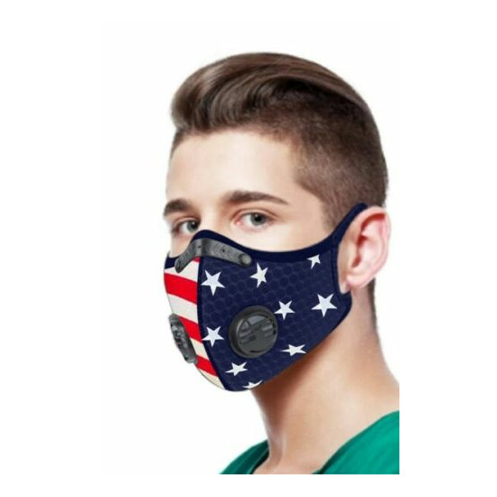 Star Stripes Print Double Air Breathing Valve Mask image {1}