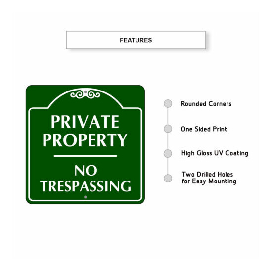 Private Property No Trespassing Protection Unique Aluminum Metal Sign 12"x12"  image {2}
