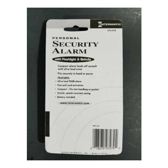 Intermatic Personal Security Alarm w/ Flashlight & Beltclip Pocket Sized SP640B image {2}