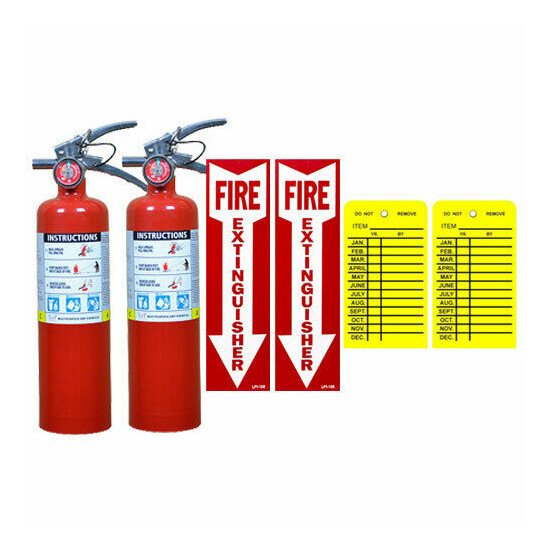 2 - 2.5. lb. Buckeye ABC Fire Extinguisher w/Veh. Bracket, Sign, Inspection Tag  image {1}