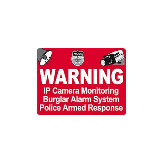 1000 Camera Burglar Alarm Warning Police Armed Response Laminated CCTV Sticker's image {1}