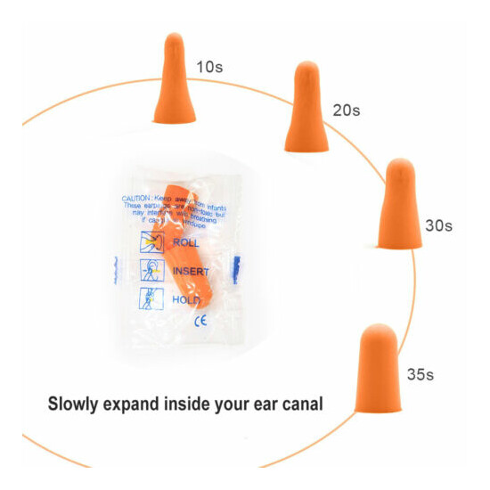 50-200 Pair Foam Ear Plugs Orange Soft Individually Wrapped Noise Cancelling image {11}